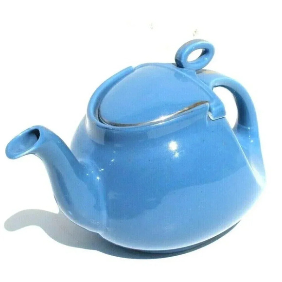Vintage Hall Superior Quality Kitchenware Porcelain Teapot Art Deco Blue Rare - Picture 1 of 7